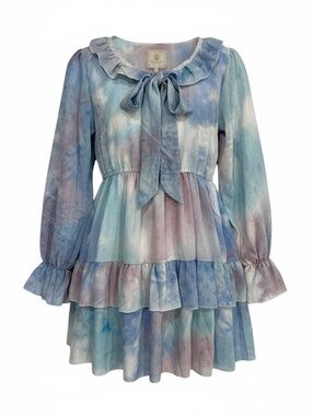 simply southern belted tie dye long sleeve dress